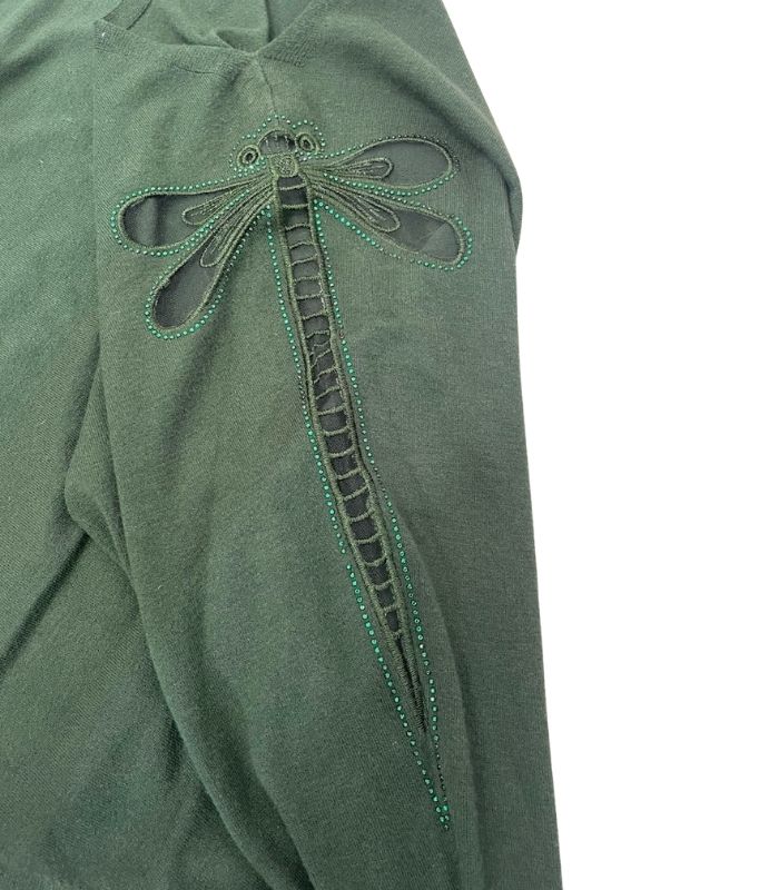 Forest Green Dragonfly Detail Blouse - 34028