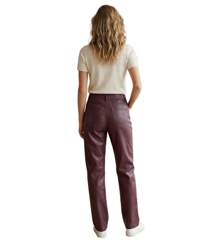 High-Waisted Faux Leather Pants - 34039