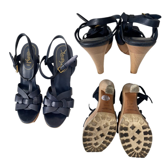 Saint Laurent Tribute Platform Sandals – Navy Blue
