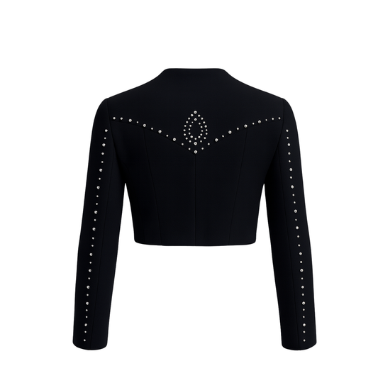 Studded Cropped Jacket with Statement Buttons - 31143