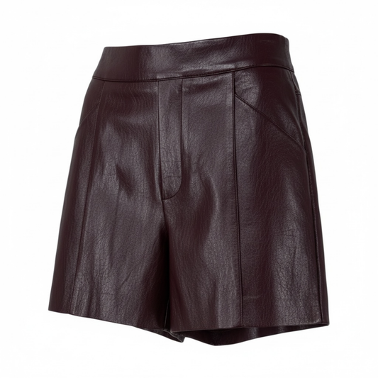 High-Waist Faux Leather Tailored Shorts - 31569