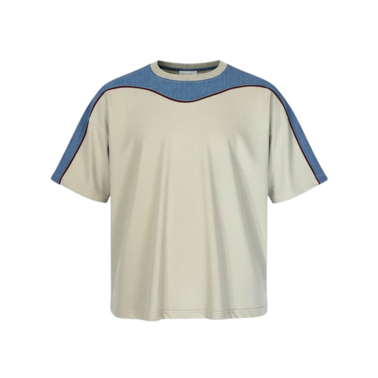 blusa y pantalón beige borde denim claro - 30535