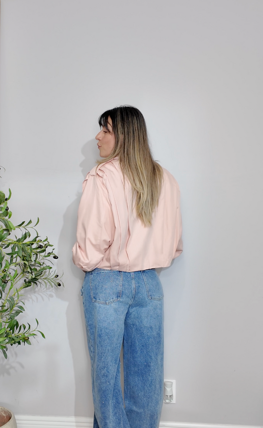 Cropped Pastel Pink Utility Jacket - 34099