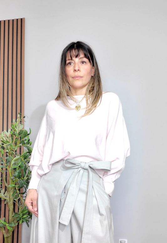 Lightweight Knit Sweater - Pastel Pink - 34101