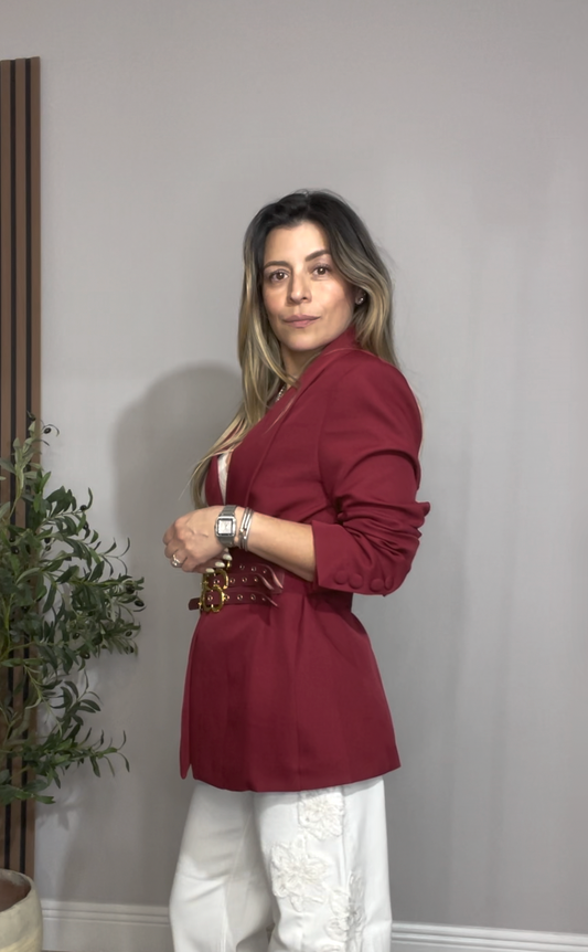 Burgundy Tailored Blazer - 33432