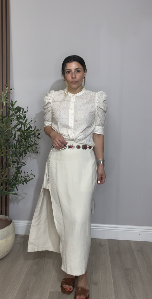 Ivory High-Slit Skort -33529