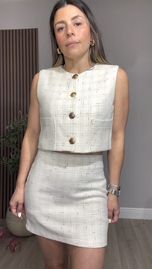 Cream Tweed Two-Piece Set - 33358