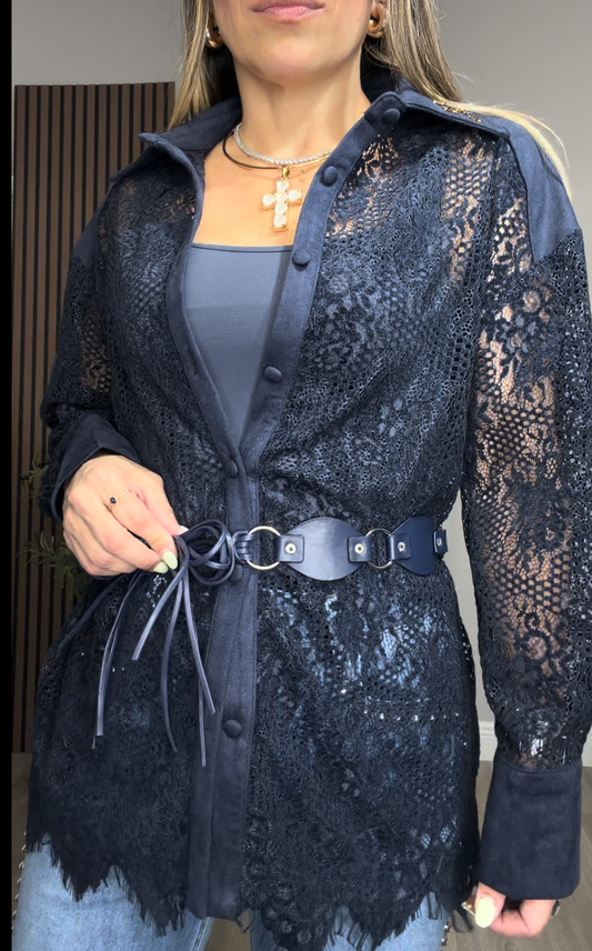 Black Lace Statement Shirt - 33661