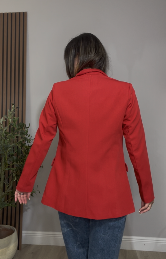 Classic Red Tailored Blazer - 33577