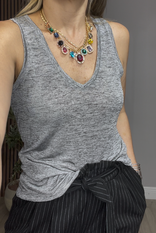 Classic Gray V-Neck Tank - 33202