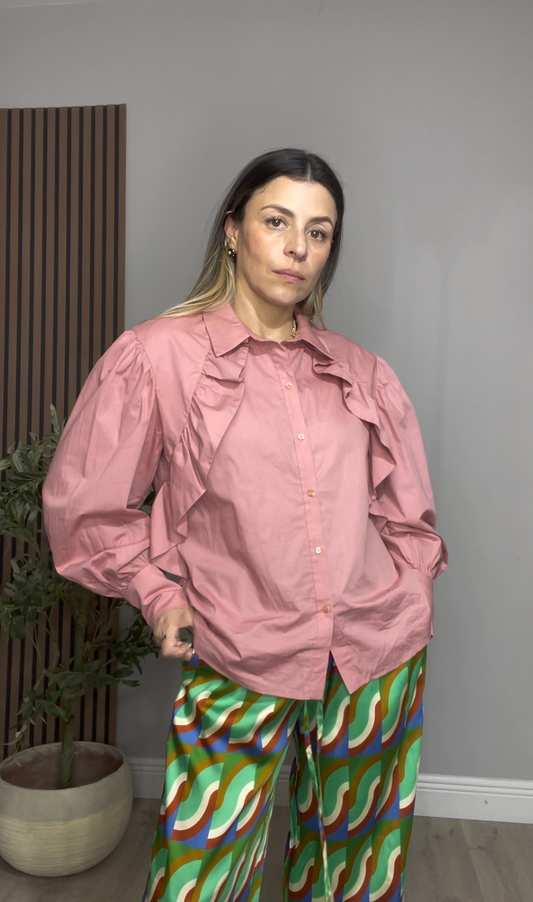 Feminine dusty pink button-down blouse - 33518