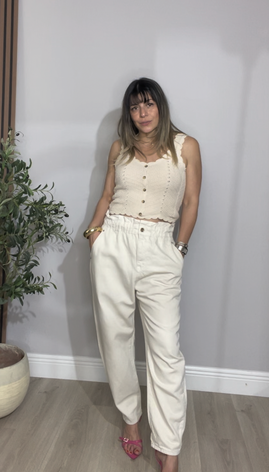 Off-White High-Waisted Paperbag Trousers - 33580