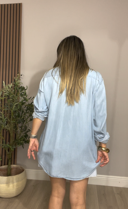 Light-Wash Tencel Button-Down Shirt - 33705