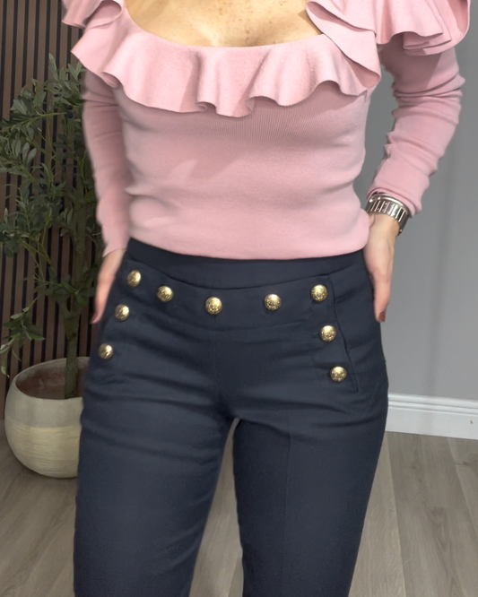 Joseph Navy Sailor-Style Skinny Trousers - 33833