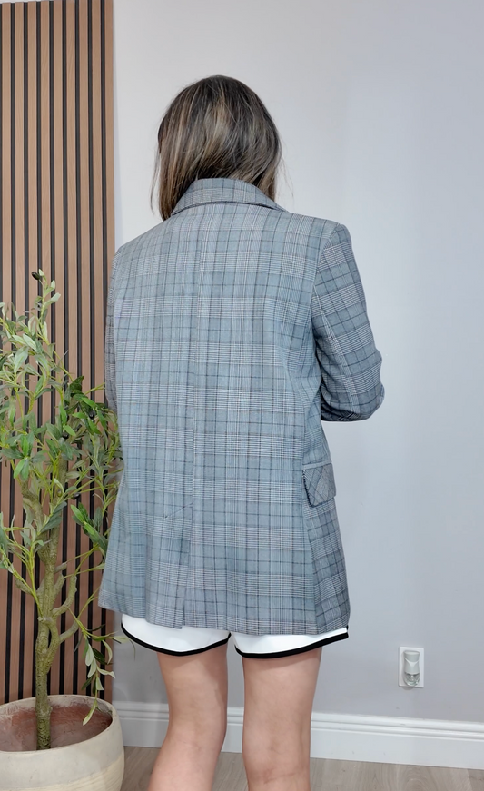 Oversized Tailored Plaid Blazer - 34118