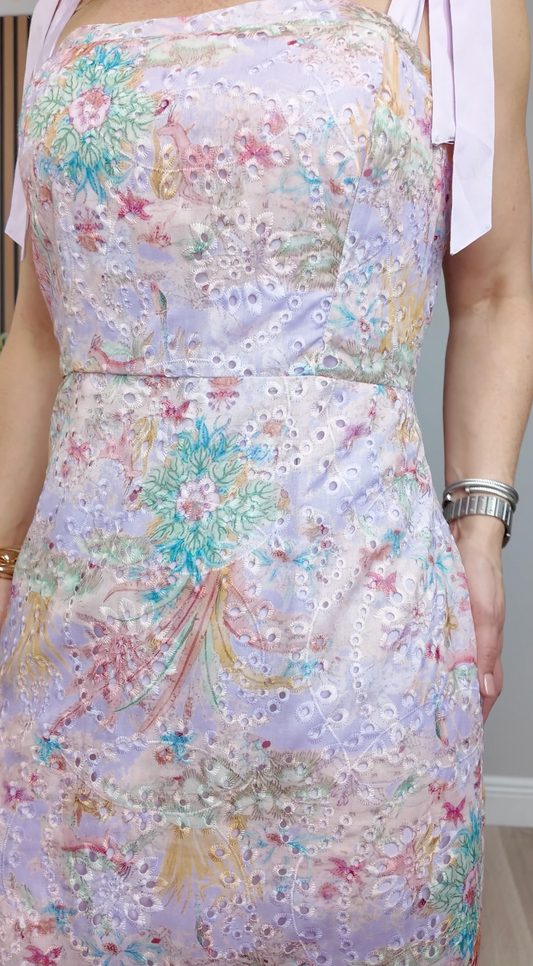 Lavender Floral Eyelet Maxi Dress - 34160