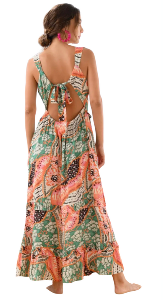 Atelier Vibrant Tropical Tiered Maxi Dress - 32880