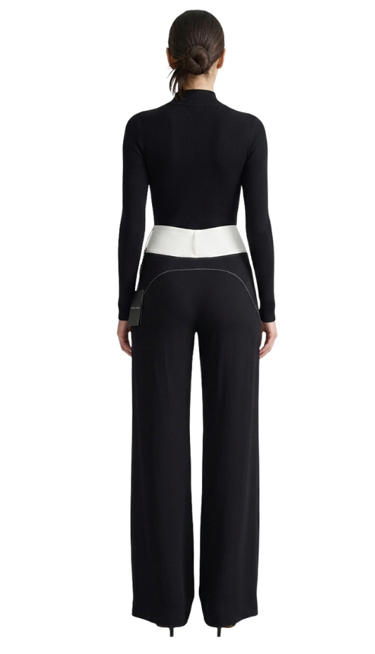 Giorgio Armani High-Waisted Contrast-Panel Trousers - 28228