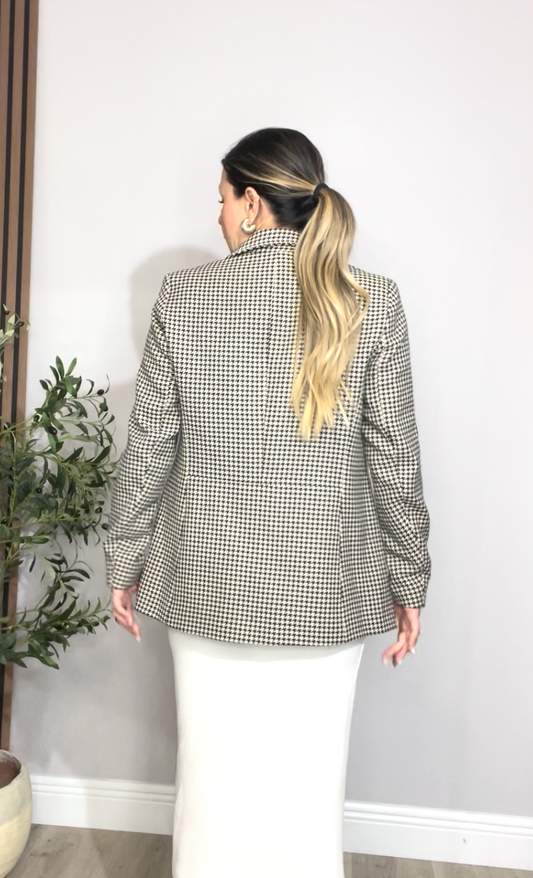 Ann Klein Double-Breasted Houndstooth Blazer - 33615