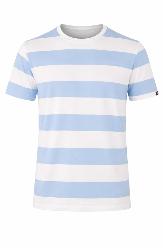 Baby Blue and White Striped Tee - 34198
