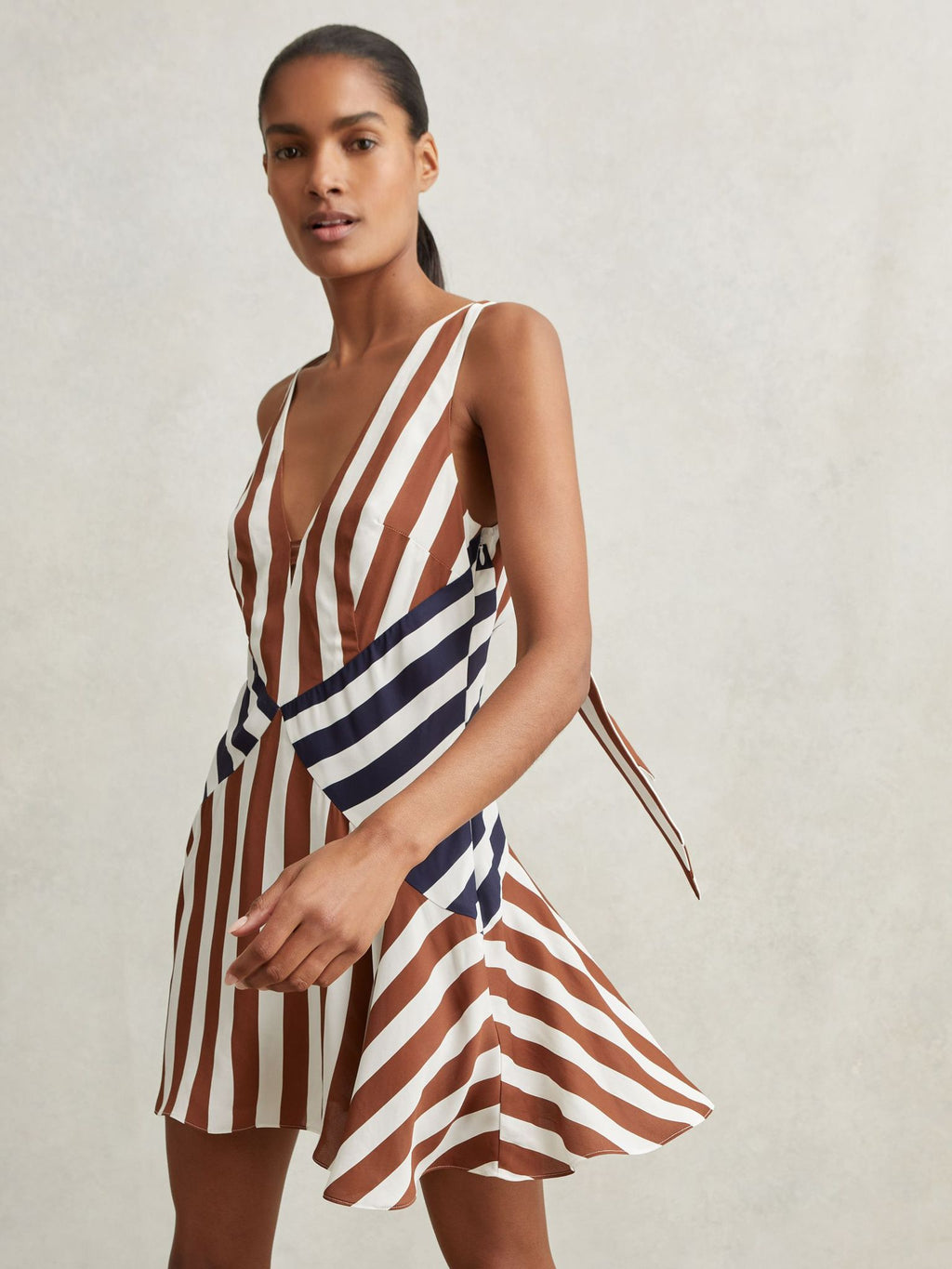 Striped Sleeveless Fit & Flare Dress - 33224