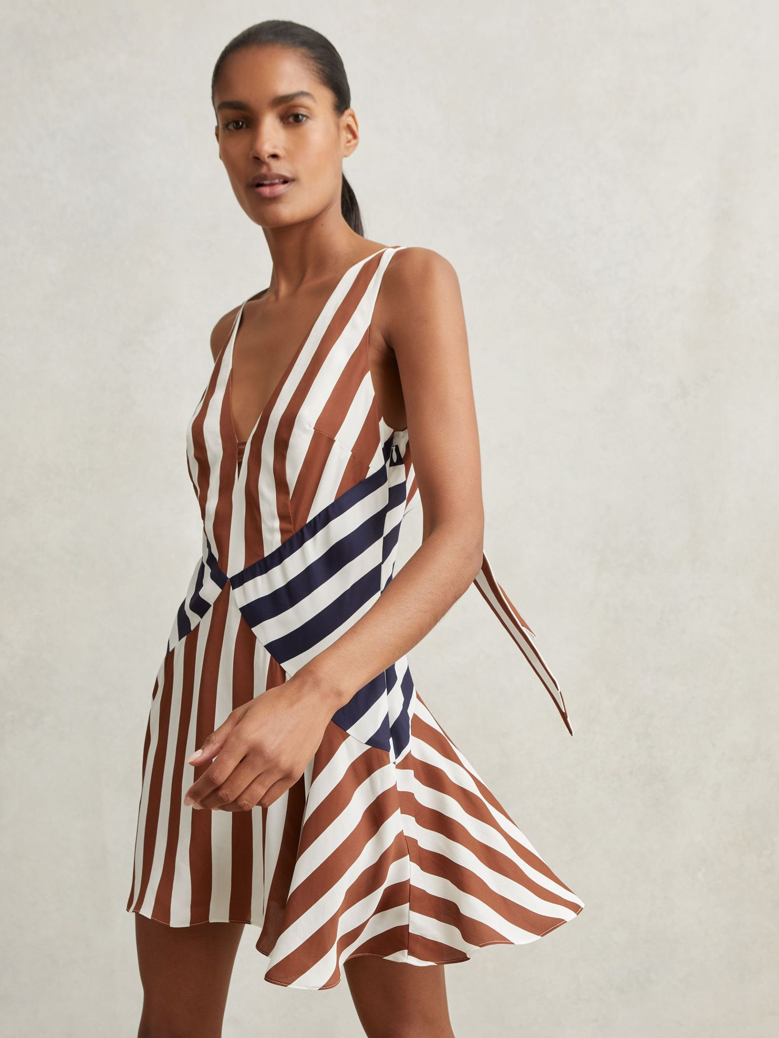 Striped Sleeveless Fit & Flare Dress - 33224
