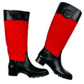 Tory Burch Quilted Rain Boots – Red & Black - 30905