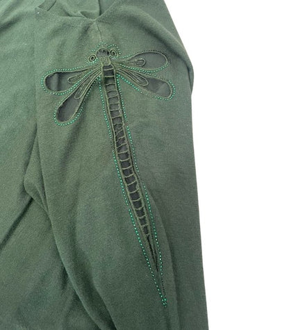 Forest Green Dragonfly Detail Blouse - 34028