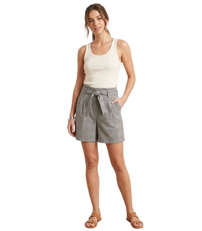 High-Waisted Plaid Tailored Bermuda Shorts - 34047