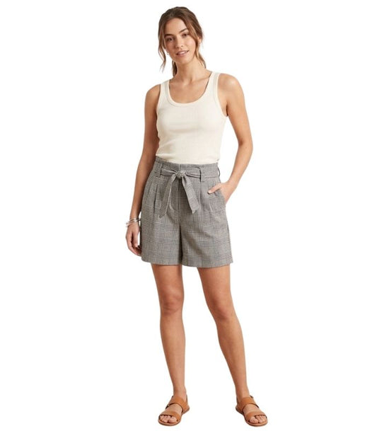 High-Waisted Plaid Tailored Bermuda Shorts - 34047