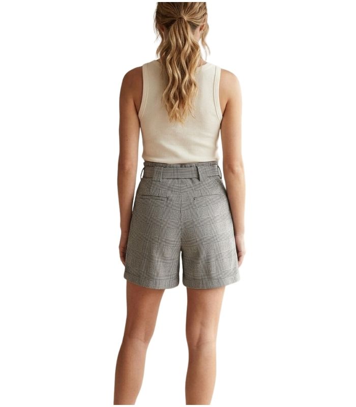 High-Waisted Plaid Tailored Bermuda Shorts - 34047