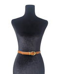 Classic Tan Leather Belt with Gold-Tone Buckle -  13689