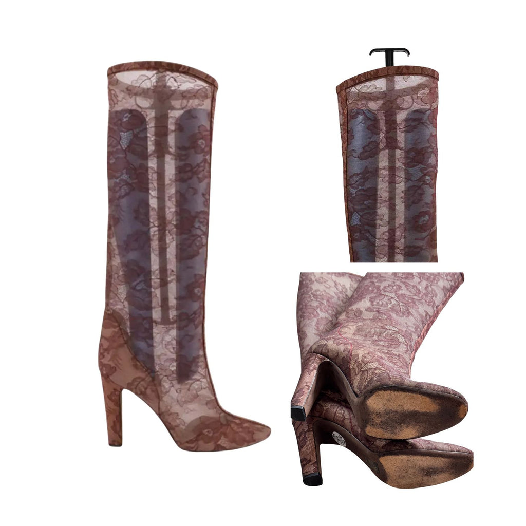 Valentino Runway Lace Knee-High Boots – 30902