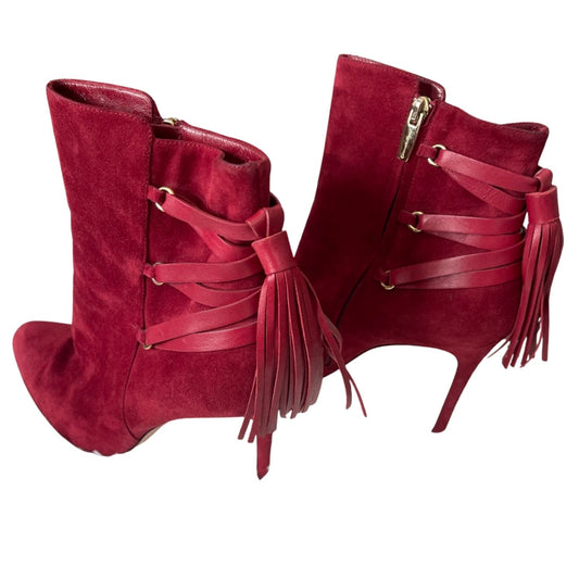 Gianvito Rossi Suede Ankle Boots with Tassel – Burgundy