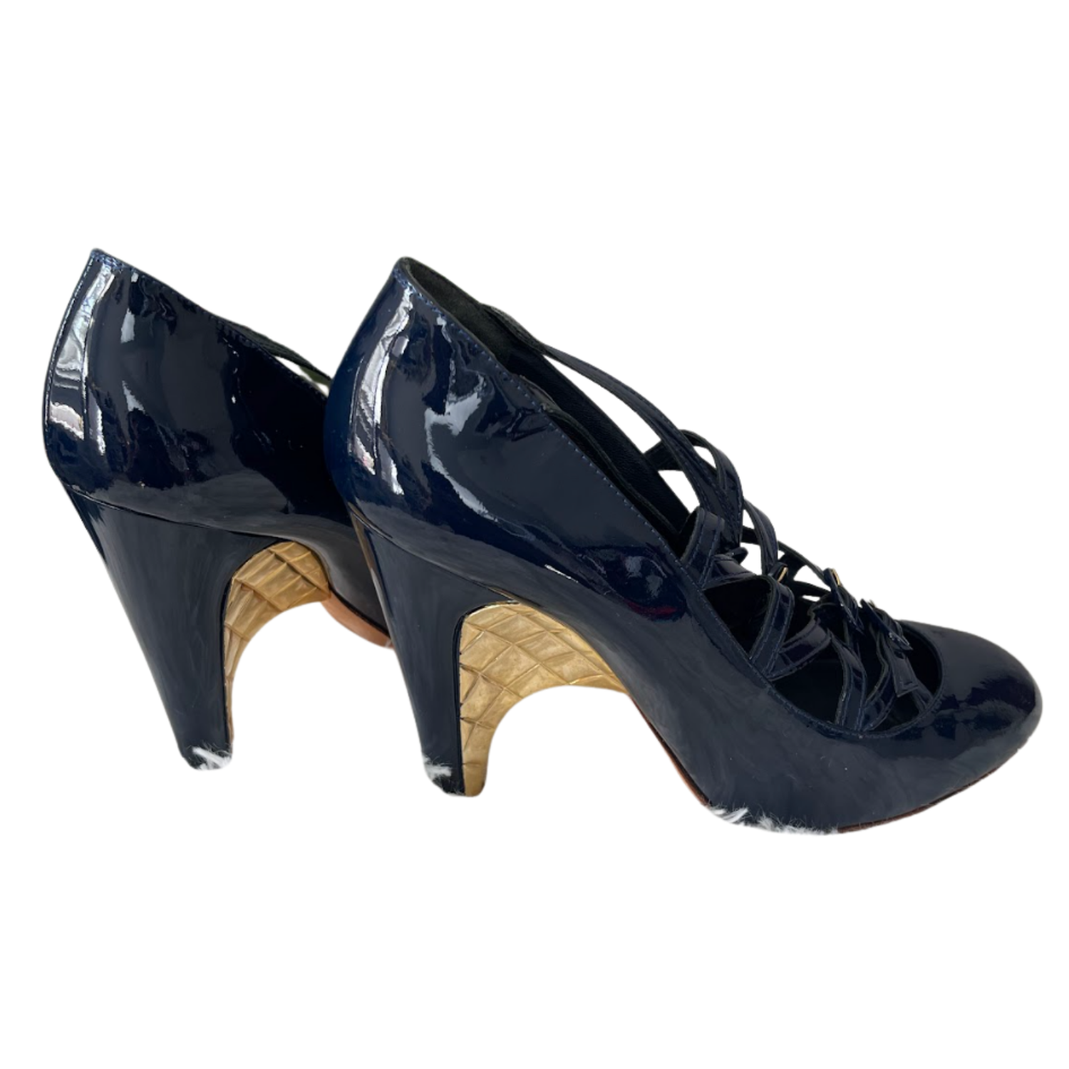 Chanel Patent Leather Heels – Navy Blue - 30911