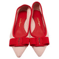 Salvatore Ferragamo Pointed-Toe Ballet Flats – Blush & Red - 30930