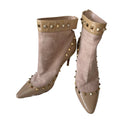Valentino Garavani Rockstud Suede & Patent Ankle Boots – Nude - 30910