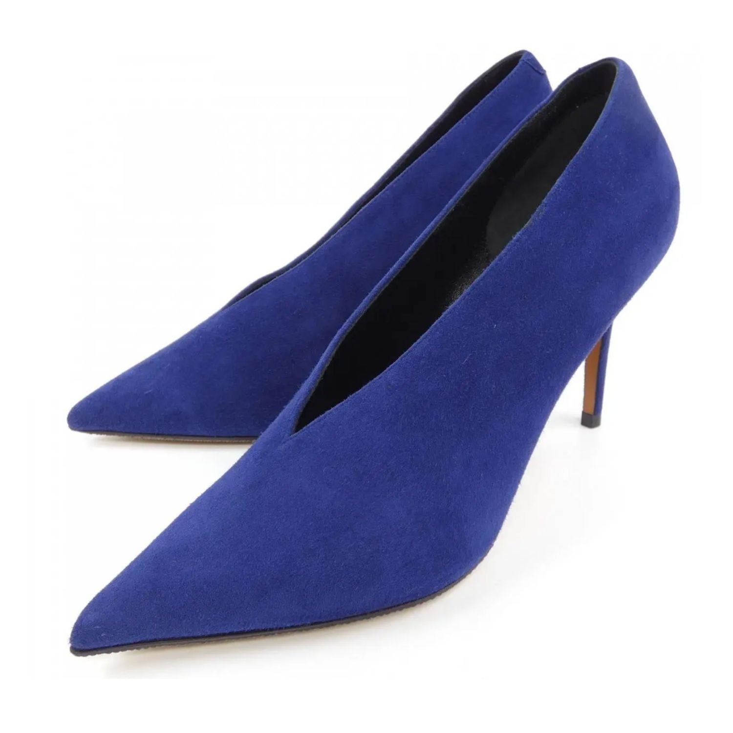 Celine Suede Pointed-Toe Pumps – Blue - 30912