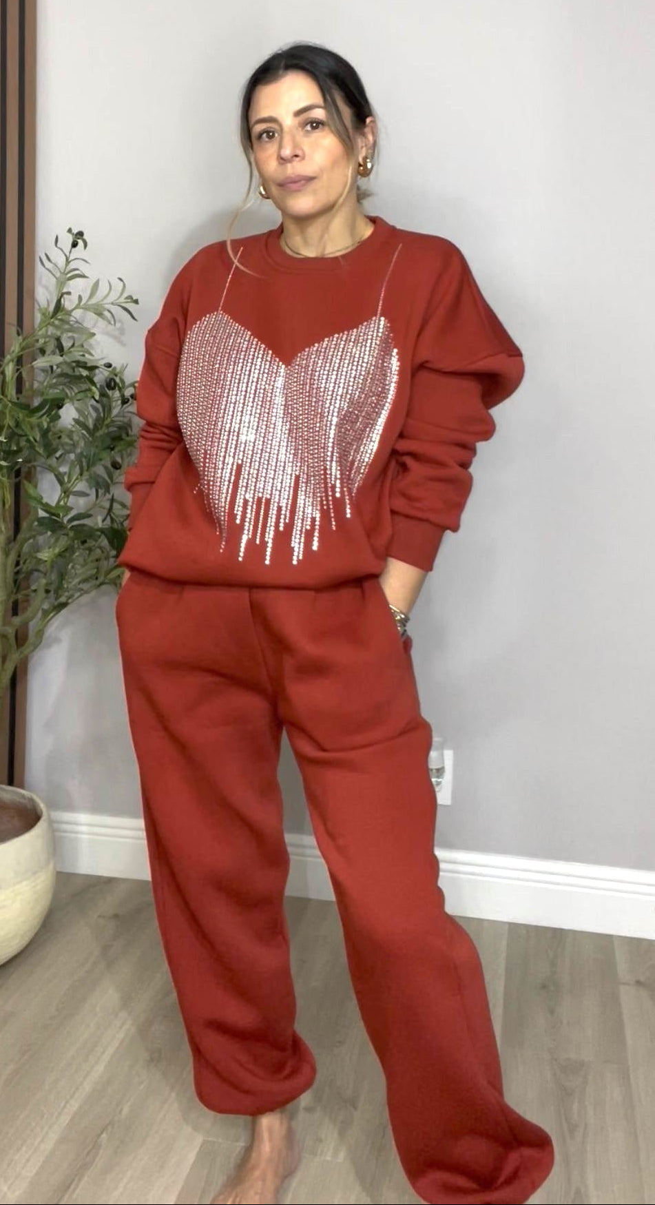 Embellished Heart Loungewear Set - 32597
