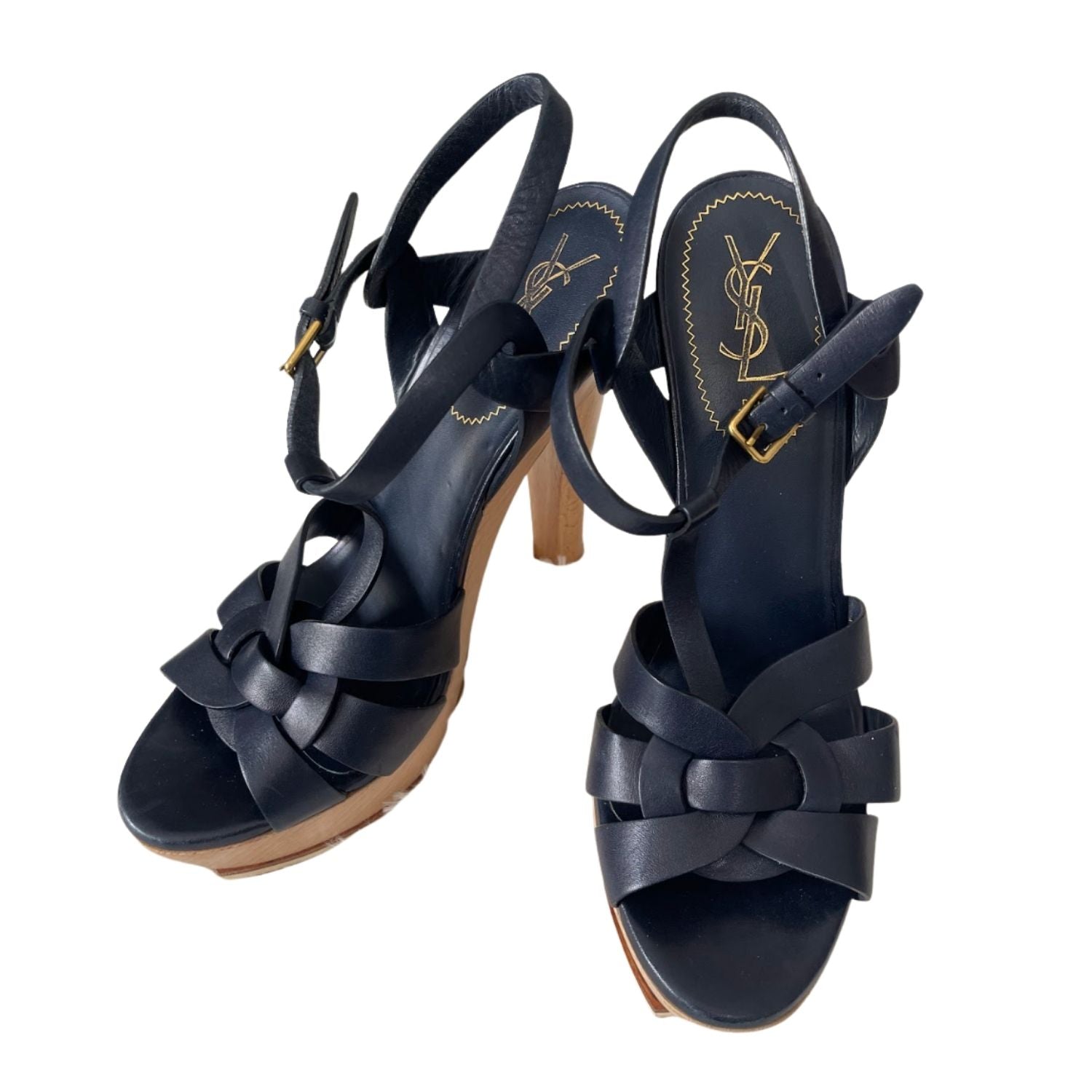 Saint Laurent Tribute Platform Sandals – Navy Blue - 30909