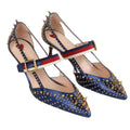 Gucci Studded Pointed-Toe Heels – Blue & Gold - 30918