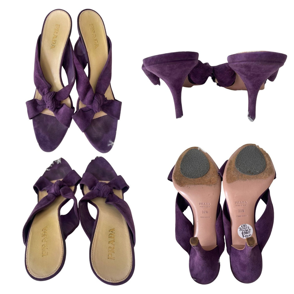 Prada Suede Bow Slide Sandals – Purple - 30917