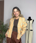 Two-Tone Argyle Button-Up Cardigan - 31125