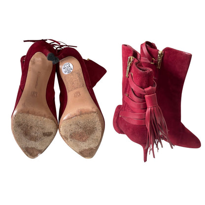 Gianvito Rossi Suede Ankle Boots with Tassel – Burgundy
