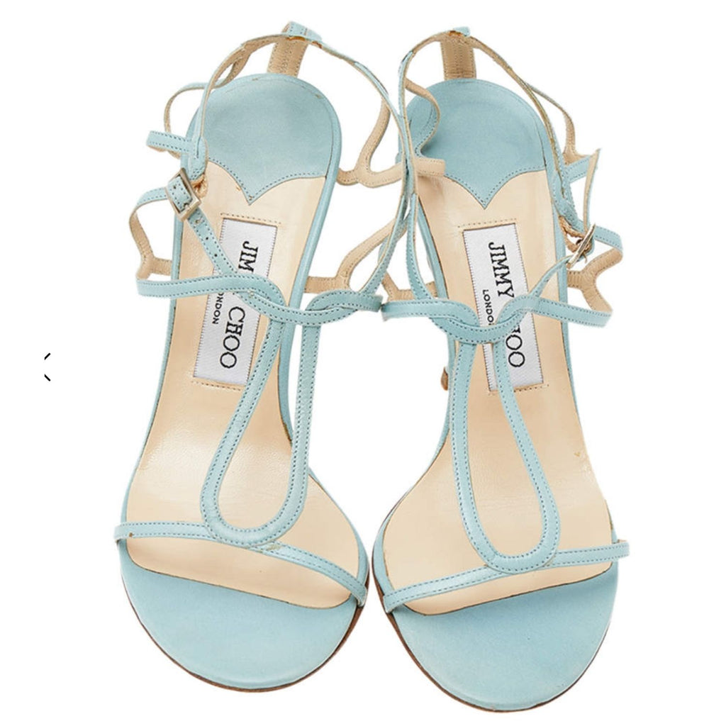 Jimmy Choo Strappy Heeled Sandals – Light Blue -30921