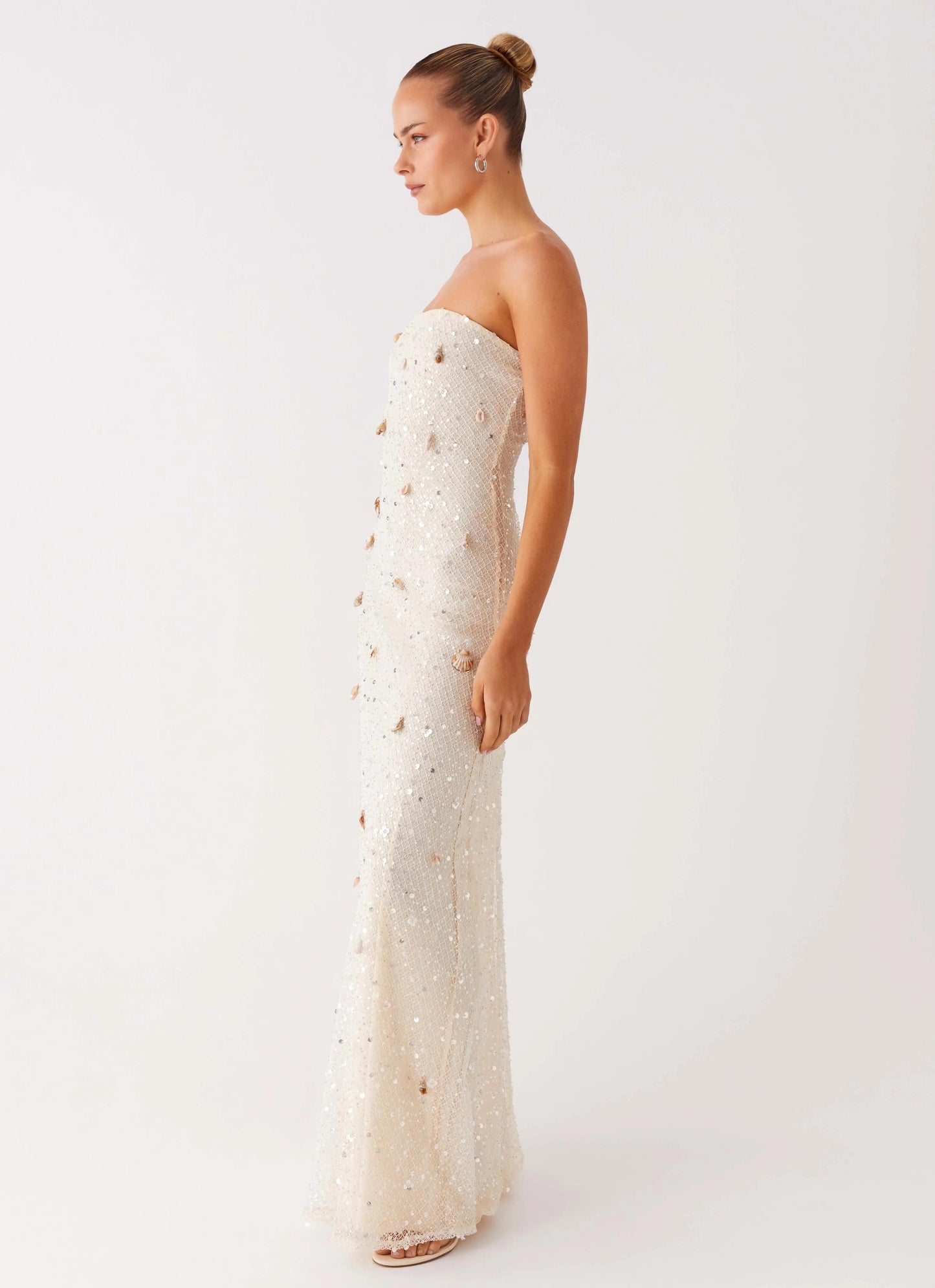 Peppermayo Ivory Strapless Sequin Maxi Dress - 33066