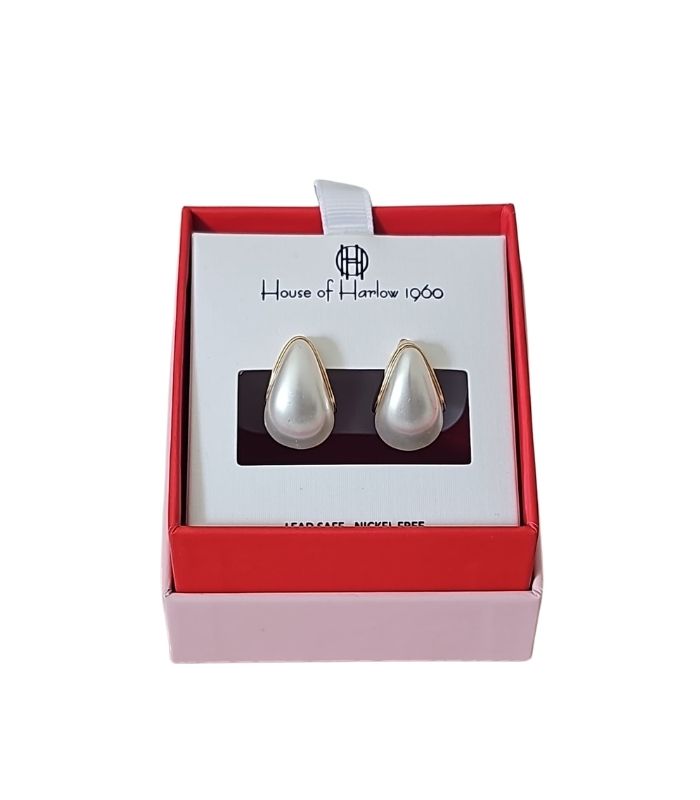 Teardrop Pearl Stud Earrings - 23731