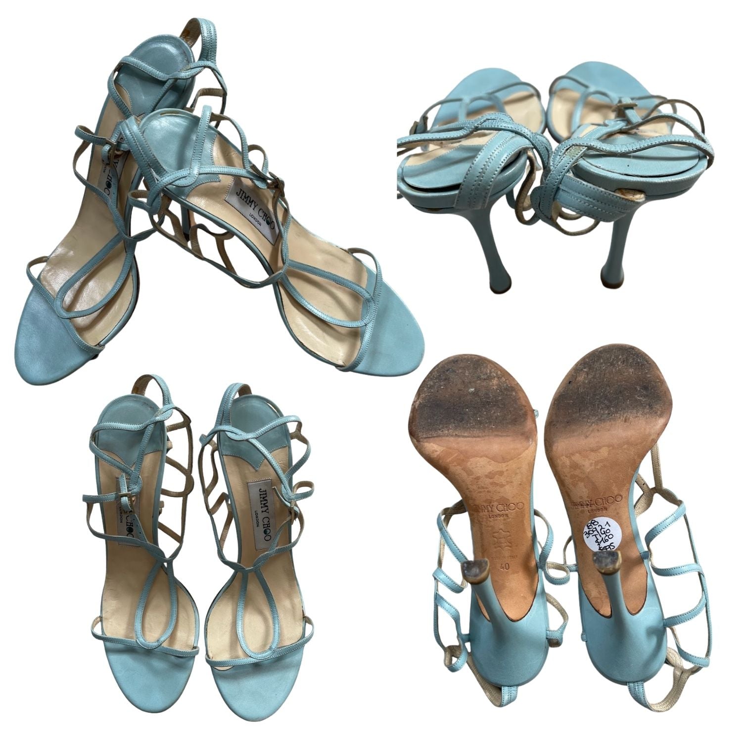 Jimmy Choo Strappy Heeled Sandals – Light Blue -30921