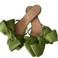 Jessi Caballero Green Satin Bow Slide Sandals – 30924