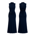 Sleeveless High-Neck Ruched Maxi Dress - 32025